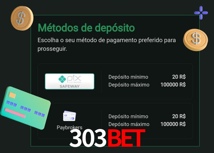 O cassino 303BET oferece uma grande variedade de métodos de pagamento